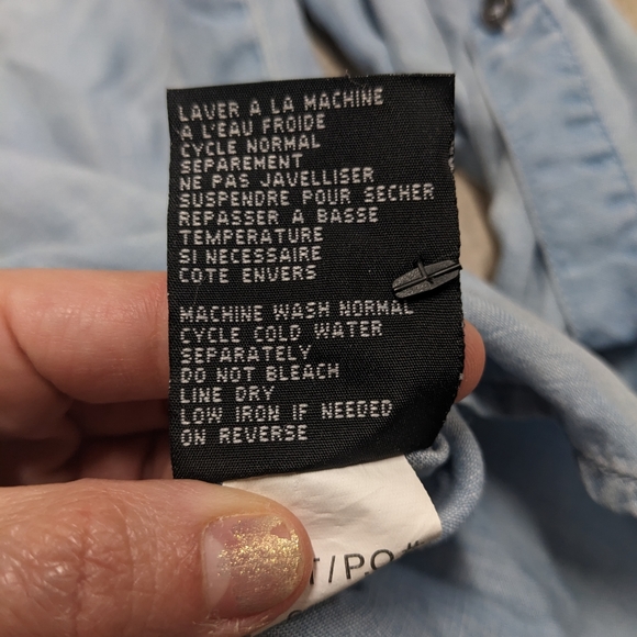 Tribal.Jeans Chambray long Sleeve Button Down Shirt Split Back - Picture 13 of 13